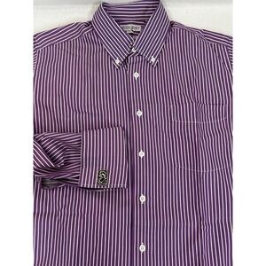 Leonard Logsdail Purple French Cuff Button Down Cotton Shirt Men's Dress Sz 15.5